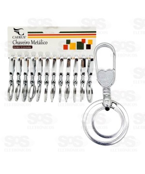 Chaveiro Mosquetão Com Argola Dupla Cartela Com12 Unidades Caerus crs-1060