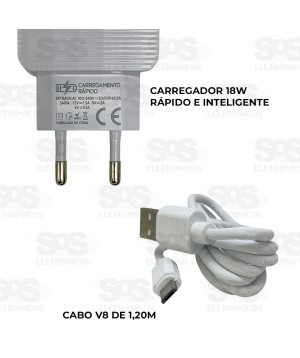 Carregador Rápido 18W Quickcharge 3.0 Cabo V8 Inova CAR-G9054S