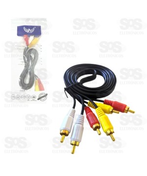 Cabo 3RCA+3RCA Ponta Dourada