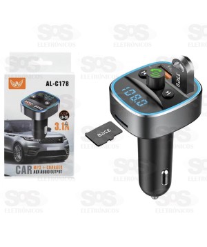 Transmissor FM Bluetooth Com SD E USB e Carregador Veicular  Altomex AL-C178