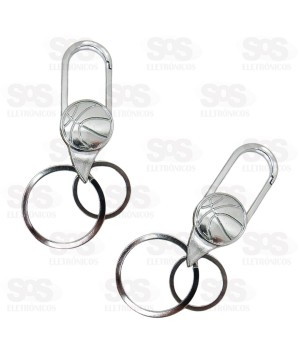 Chaveiro Bola Basquete Metálico Com Argola Dupla 12 Unidades Caerus CRS-1040