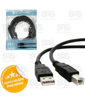 Cabo Para Impressora 5 Metros Maxmidia