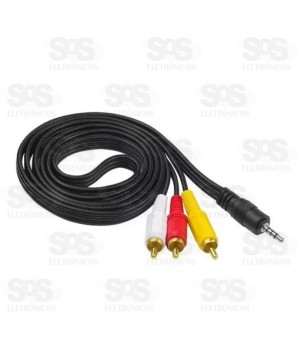 Cabo 3 RCA Para P2 Stereo 3 Metros Maxmidia
