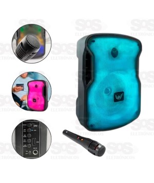 Caixa De Som Sem Fio 20W Com Led Altomex AM-6811