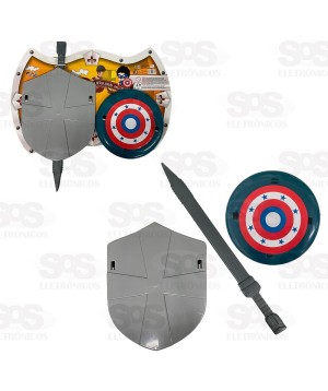 Kit Guerreiro Medieval 2 Escudo e Espada Mini Toys 0370