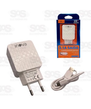 Carregador 2 USB 3.1A Com Cabo Micro USB V8 Inova CAR-5256S