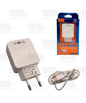 Carregador 2 USB 3.1A Com Cabo Iphone Inova CAR-5256A