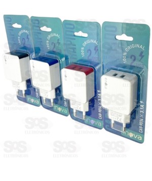 Carregador 5V 3.1A Com 2 USB Bivolt Inova CAR-9014