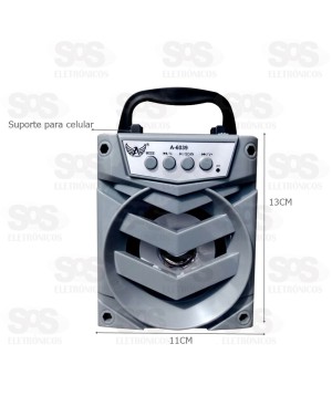 Caixa De som 6W Com LED Suporte de Celular Altomex A-6039