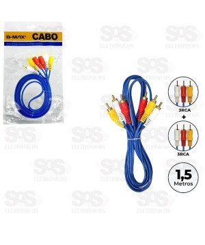 Cabo 3RCA+3RCA Ponta Dourada1.5 Metros B-Max