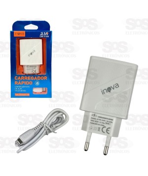 Carregador Rápido 2 USB 3.1A Com Cabo Iphone Inova CAR-3160A