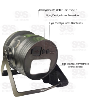 Holofote Com Lanterna Portátil 3 em 1 Recarregável Altomex AL-B1381