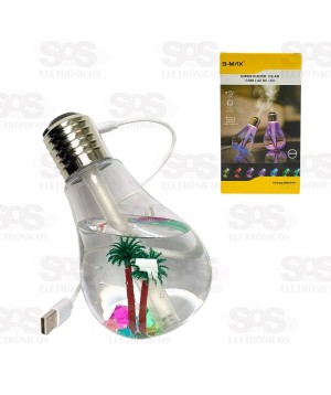 Difusor Umidificador De Ar Lâmpada 400ML Com Led B-Max BM001A