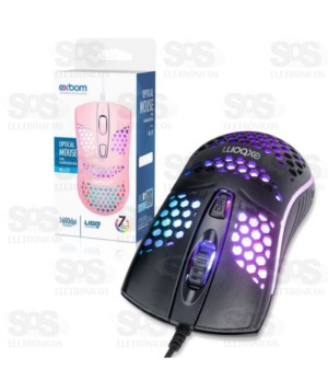 Mouse Gamer LED RGB USB 1600 DPI Exbom MS-C32