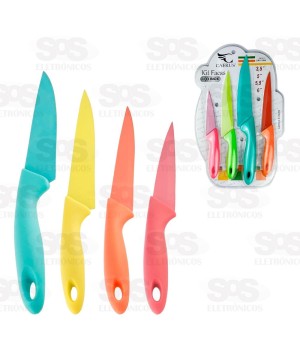 Jogo de Facas Coloridas Aço Inox Caerus CRS-1568
