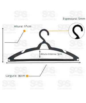 Jogo De Cabides 3 Peças Pretos Primoplast