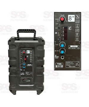 Caixa De Som 10W LED RGB Com Microfone e Controle Ministar LZ-8105