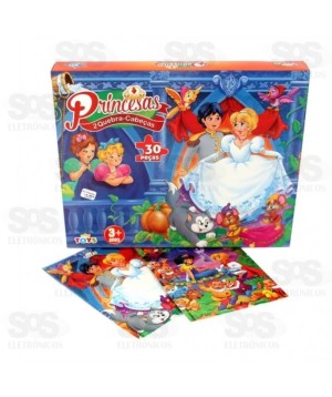 Quebra-Cabeça Princesas 2 Modelos 30 Peças Mini Toys 0920