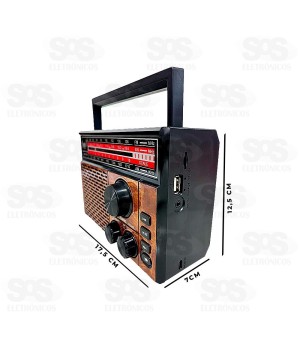 Rádio Retrô Bluetooth AM/FM Com Lanterna 3 Bandas Altomex AD-130