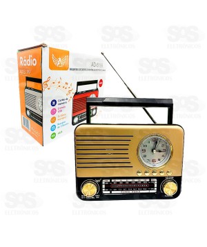 Rádio Retrô Bluetooth AM/FM Com Relógio 3 Bandas Altomex AD-5199