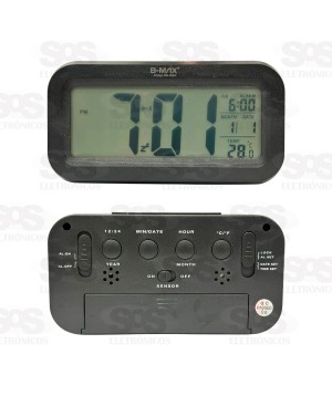 Relógio Digital Com Despertador e LED B-Max BM-R804