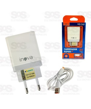 Carregador Rápido 20W Cabo Lightning Inova CAR-3166A
