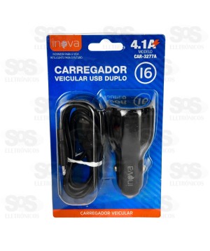 Carregador Veicular Com Cabo Iphone 4.1A 2USB Inova CAR-3277A
