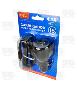Carregador Veicular Com Cabo Iphone 4.1A 2USB Inova CAR-3277A