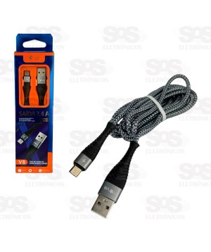 Cabo De Dados 3.4A Micro USB V8 2 Metros Inova Prime CBO-20295