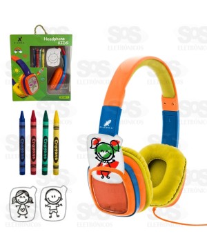 Fone De Ouvido Infantil Kids Com Fio Para Colorir X-Cell XC-HS17