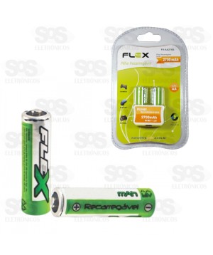Pilha AA 1.2V Recarregável 2700mAh 2 Unidades Flex