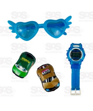 Conjunto Relógio E Óculos Com Carrinhos Toy King TK-AB6298