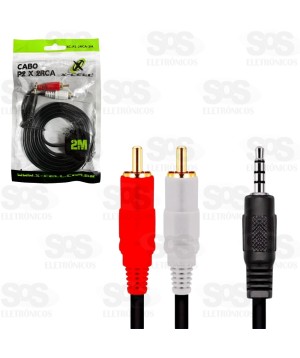 Cabo P2 x 2 RCA 2 Metros X-Cell XC-P2-2RCA-2M