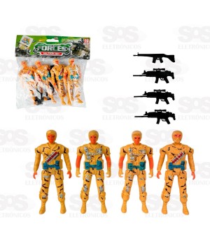 Bonecos Militares 4 Peças Com Acessórios Toy King TK-AB5086