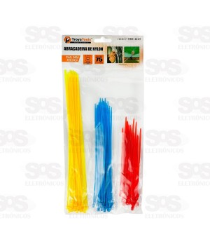 Abraçadeira De Nylon 75 Unidades 2,5mm Colorida Troya Tools TRY-6123