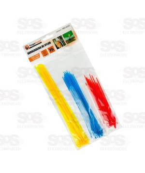 Abraçadeira De Nylon 75 Unidades 2,5mm Colorida Troya Tools TRY-6123