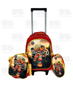 Mochila Infantil Com Estojo e Lancheira Robô Transformers FUK307