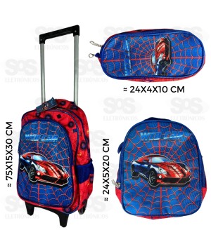 Mochila Infantil Com Estojo e Lancheira Spider Web FUK304