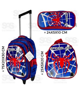 Mochila Infantil GG Com Estojo e Lancheira Spider Web FUK346