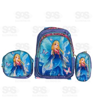 Mochila GG Alto Relevo Com Lancheira e Estojo SJT-B128