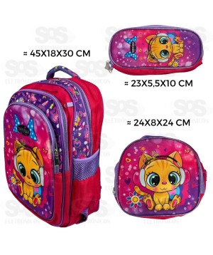 Mochila GG Alto Relevo Com Lancheira e Estojo SJT-B116 / 119