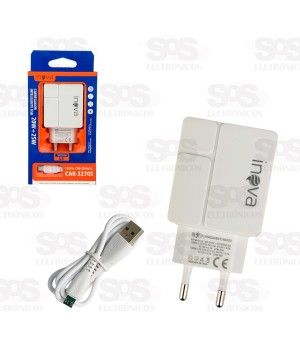 Carregador 2 USB 20W+25W Com Cabo Micro V8 Inova CAR-3270S