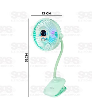 Ventilador Portátil Gancho Com LED Luatek LS-947