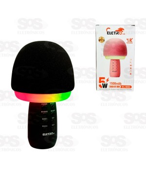 Microfone Sem Fio 5W Karaokê LED Eletromex EL-5003