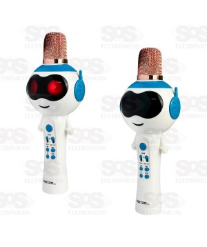 Microfone Sem Fio Robô 5W Karaokê LED Eletromex EL-5001