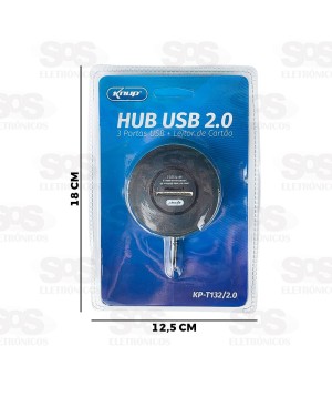 Hub USB 2.0 Com 3 Portas e Leitor De Cartão Knup KP-T132/2.0