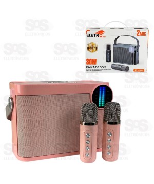 Caixa De Som 30W Com 2 Microfones Modificador de Voz Eletromex EL-1012