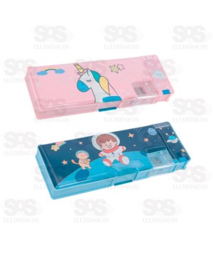 Estojo Rígido Infantil Com Apontador Polibrinq SCB49