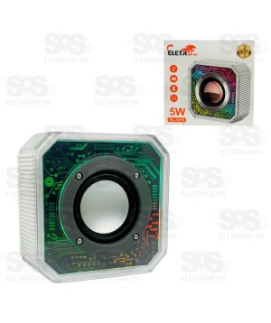 Mini Caixa De Som TWS Tribal Com LED 5W Eletromex EL-1019