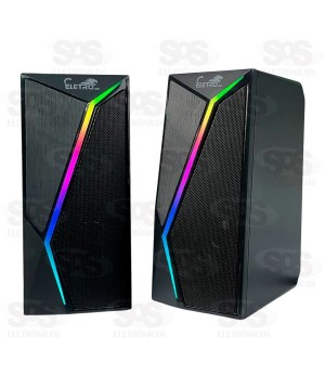 Caixa de Som Multimídia Com LED 3Wx2 Eletromex EL-6005